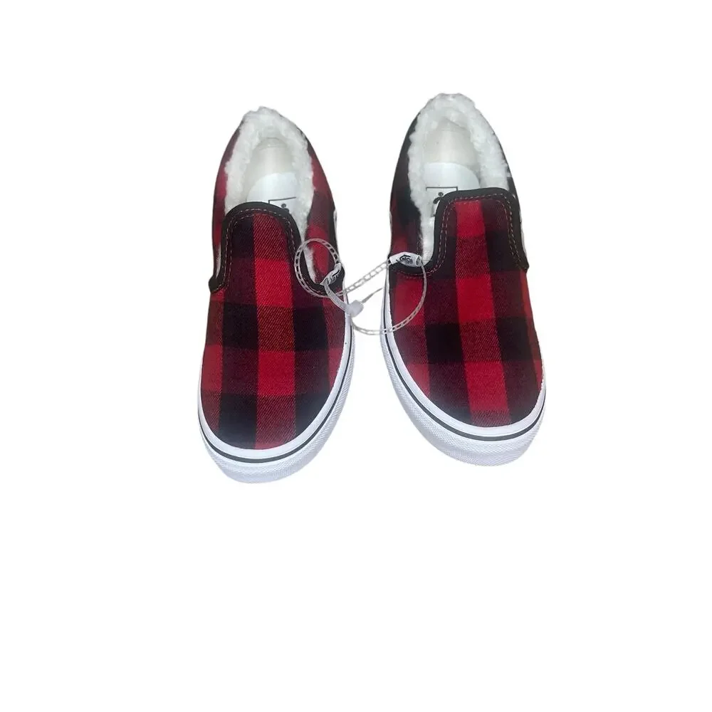 Vans Classic Slip-On V Kids 'Plaid - Red'